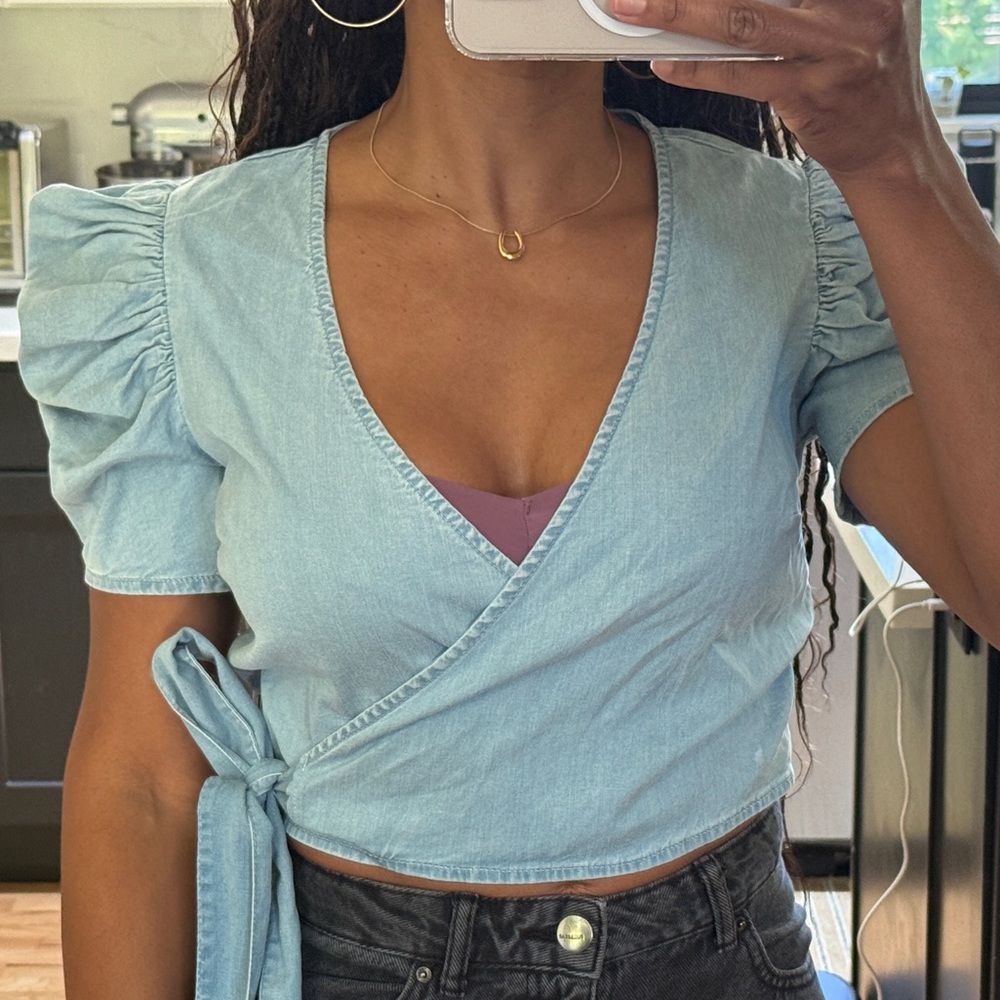 Ipanema Denim Wrap Blouse